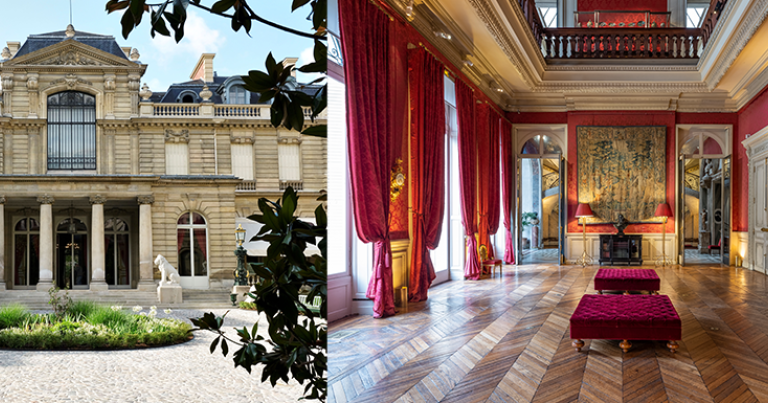 À g., la cour nouvellement restaurée du Musée Jacquemart-André. À d., le salon de musique du Musée Jacquemart-André.
