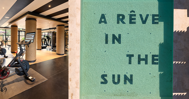La salle de fitness et la piscine extérieure chauffée de l’hôtel 5 étoiles Arev Saint-Tropez © Arev Saint-Tropez