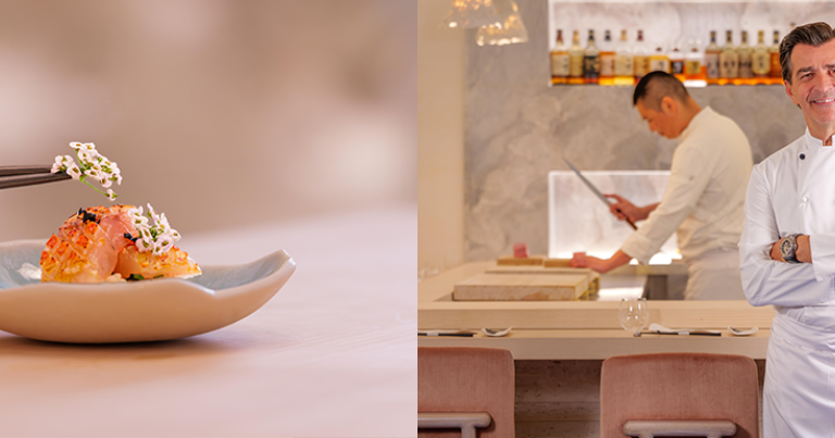 Au sein de l’Hôtel Hermitage, L’Abysse Monte-Carlo, 2 étoiles au Guide Michelin 2025, est dirigé par le Chef Yannick Alléno et le maître sushi Naoki Kikuchi © Monte-Carlo SBM