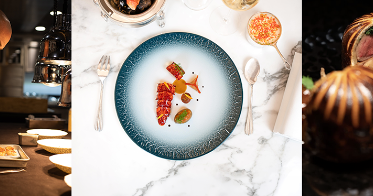 Le Chef Arnaud Lallement à la tête de l’Assiette Champenoise. Des plats élaborés par le Chef © Audexcom